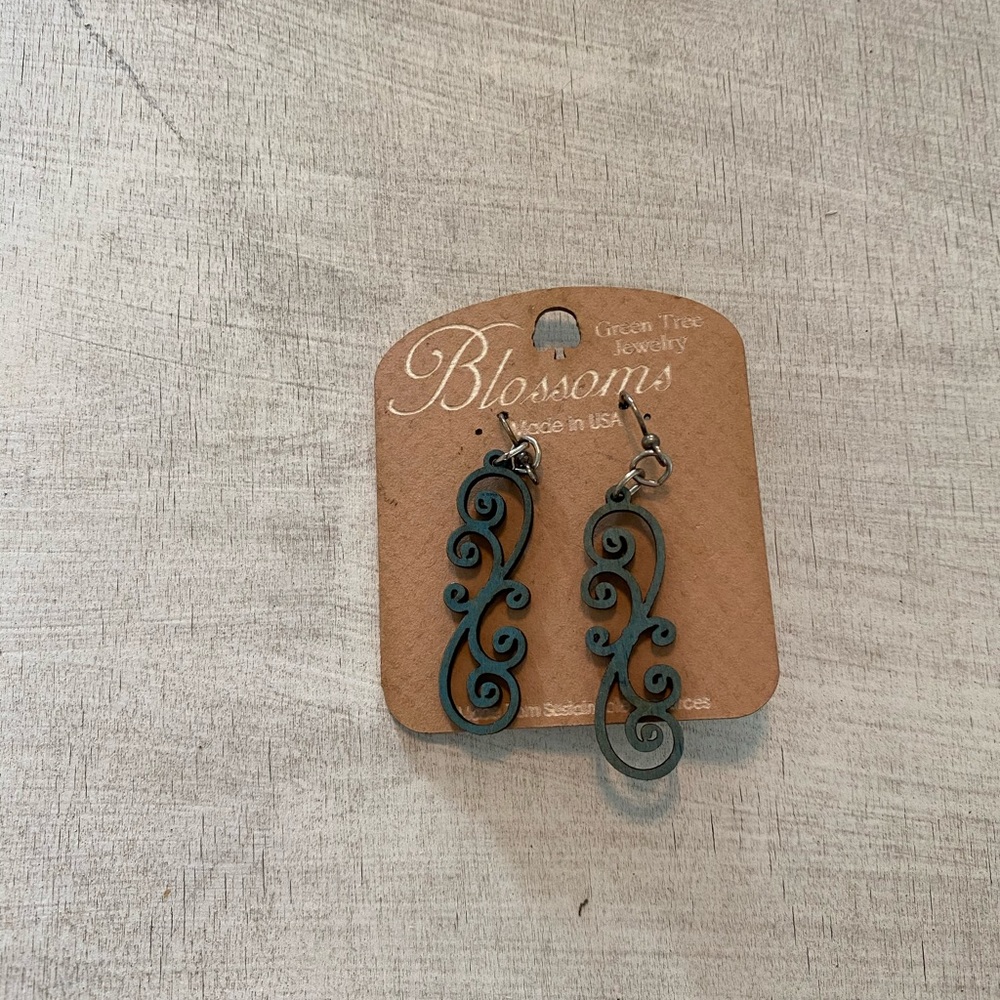 Blossoms green tree jewelry earrings